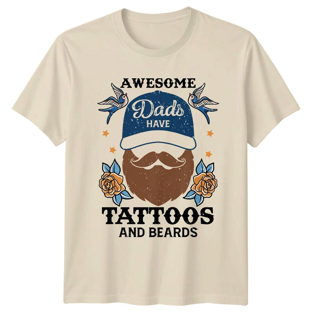 Awesome Dads Have Tattoos And Beards Father's Day T-Shirt