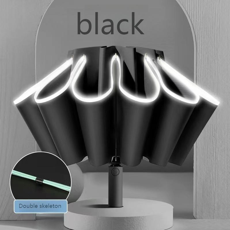 Reflexní deštníky Reverse Three Fold 20 Bone Black Lepidlo Automatická sluneční clona Opalovací krém Deštník Deštník Odolnost proti silnému větru