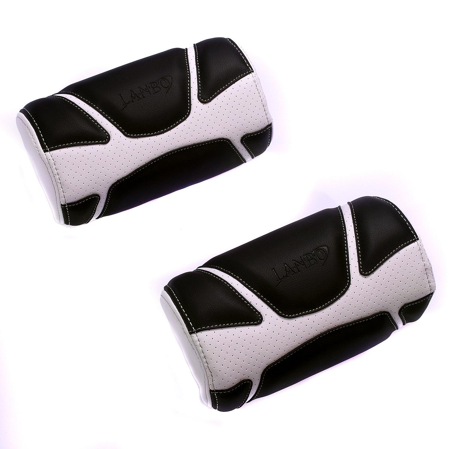 

LANBO ПОДУШКА НА ШЕЮ ТИПА VOID из черной кожи с белыми универсальными подушками для шеи для Toyota Prius Hiace и 4-го поколения (Набор 2) Сшивание, (50-я серия),