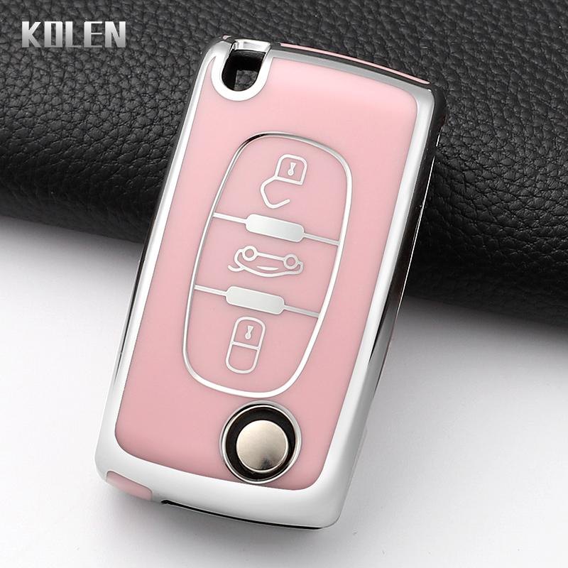 Mode Auto Schlüsselhülle Abdeckung Für Citroen C2 C3 C4 C5 C6 Xsara Berlingo Für Peugeot 207 307 308 407 607 807 Geschützter Schlüsselanhänger Fob