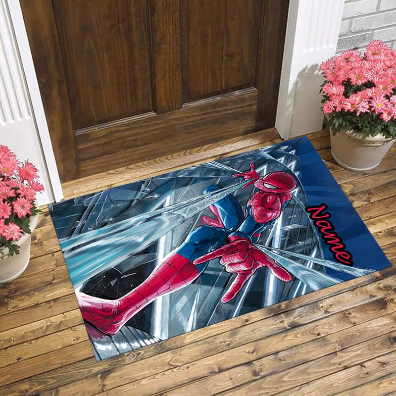Personalized Name S-Spider M-Man Urban Living Room Non-Slip Area Rug Soft Carpet for Bedroom Kids Playroom Sofa Office Home Decor Doormat