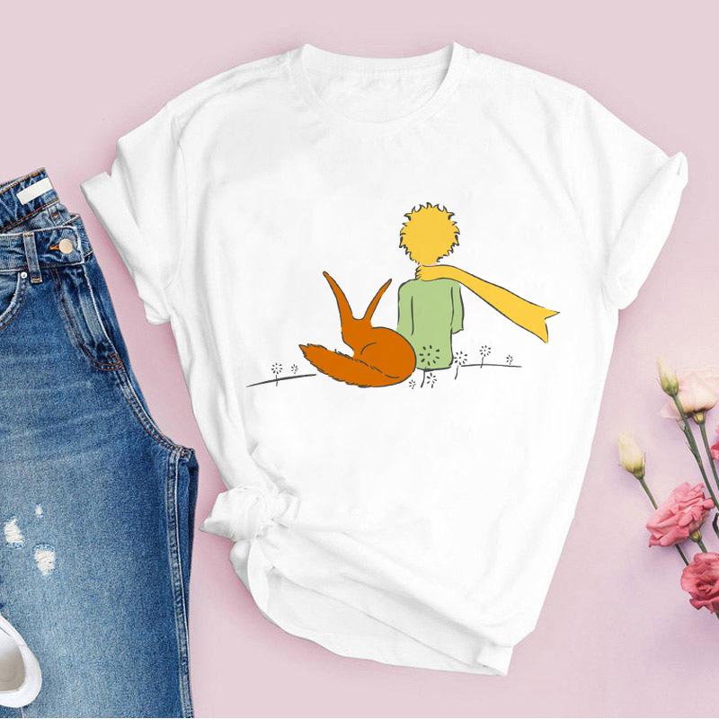 2024 New Arrival Little Prince Printed T Shirt Round Neck Short Sleeve Tshirt Female Harajuku Ladies Tshirts Casual Tee