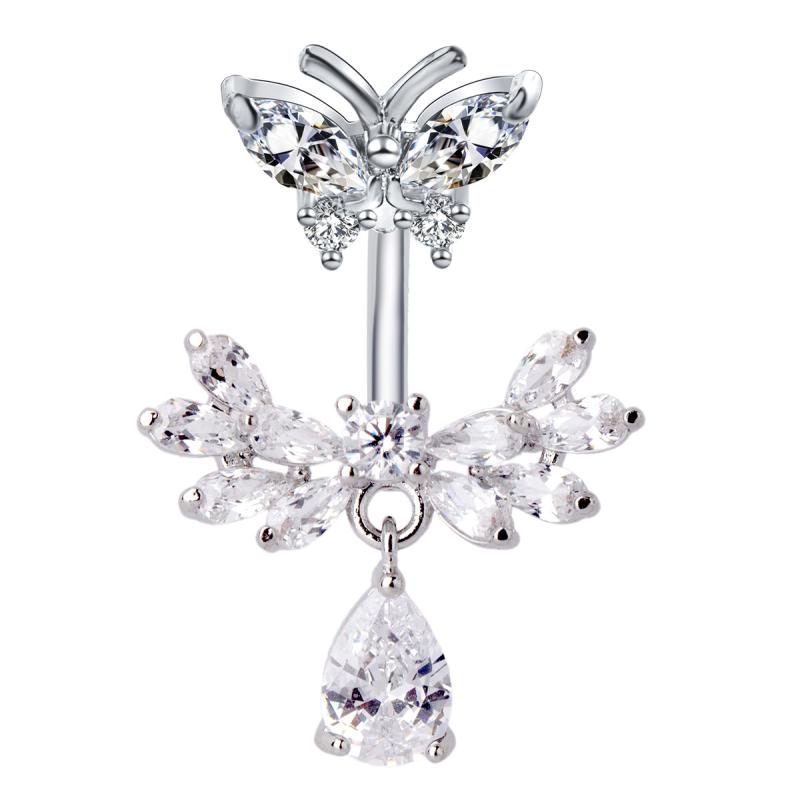 Navel Ring Piercing Heart Angel Wings Pendant Belly Button Rings For Women Body Decoration Jewelry