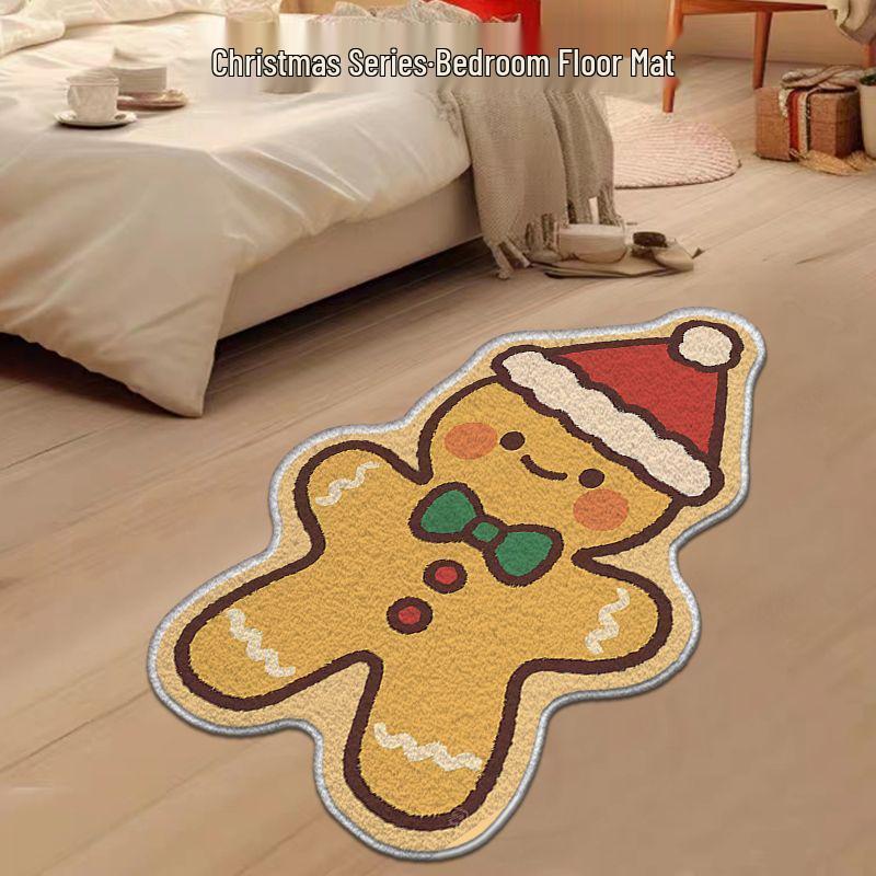 Alien Snowflake Christmas Cartoon Rug - Non-slip, Easy Care, Imitation Cashmere for Bedroom Decoration