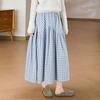 Damen Midi-Rock im literarischen Stil mit Karomuster, A-Linie