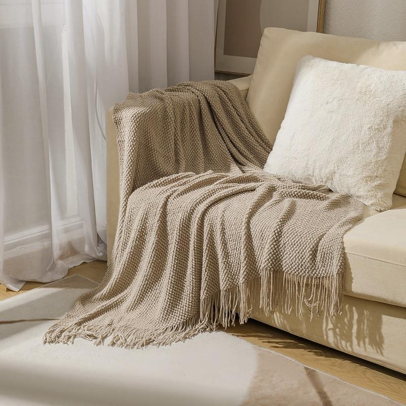 Thickened Solid Color Pineapple Plaid Tassels Blanket Sofa Cover Aircraft Blanket Air Conditioning Blanket Dustproof Cover Cloth