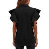 Women's Pleated Button-down Shirt, Cute Summer Short-sleeved Top