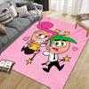 The Fairly OddParents Flannel Pattern Square Carpet,Area Rug,Carpet Rug for Living Room Bedroom Sofa Playroom Decor,Non-slip Floor Mat