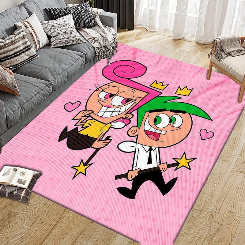 The Fairly OddParents Flannel Pattern Square Carpet,Area Rug,Carpet Rug for Living Room Bedroom Sofa Playroom Decor,Non-slip Floor Mat