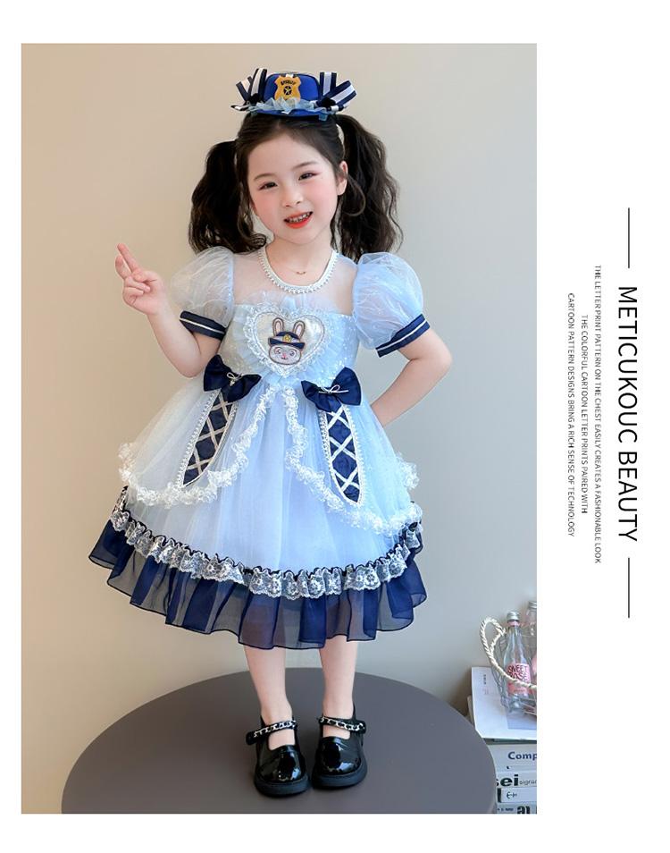 Girl cartoon rabbit police officer Lolita dress summer dress mesh princess dress fluffy dress birthday dress