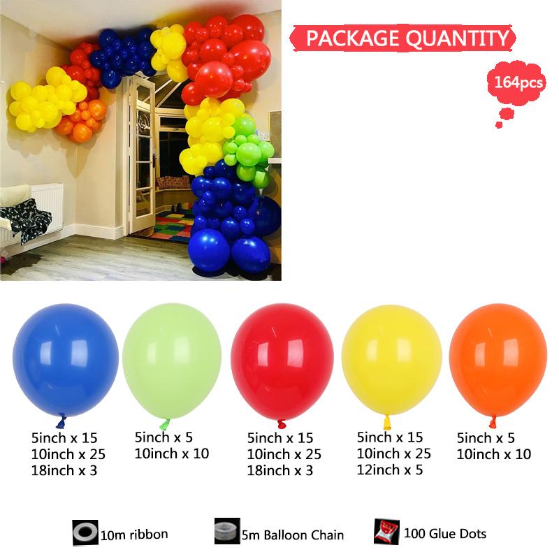 164pcs Matte Deep Blue Balloon Garland Arch Kit Kids Birthday Party Decoration Matte Yellow Red Green Orange Balloon Arch Set Other