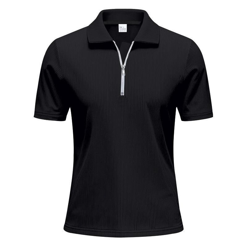 Herren Sommer Lockerer Reißverschluss Halb-Reißverschluss Revers Kurzarm T-Shirt