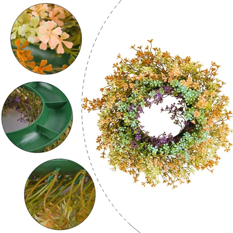 Artificial Wreath for Front Door Spring Decorative Floral Window Hanging Wreath Wall Home Decor for Seaason Decorating