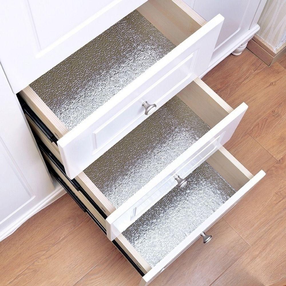 1 Roll Self Adhesive Oil-proof Wallpaper Aluminum Foil Cabinet Contact Paper  Desk Floor