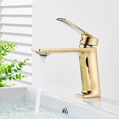 Baterii pentru chiuvetă pentru chiuvetă Robinet din alamă pentru baie aurie Baterie pentru chiuvetă cu un singur mâner