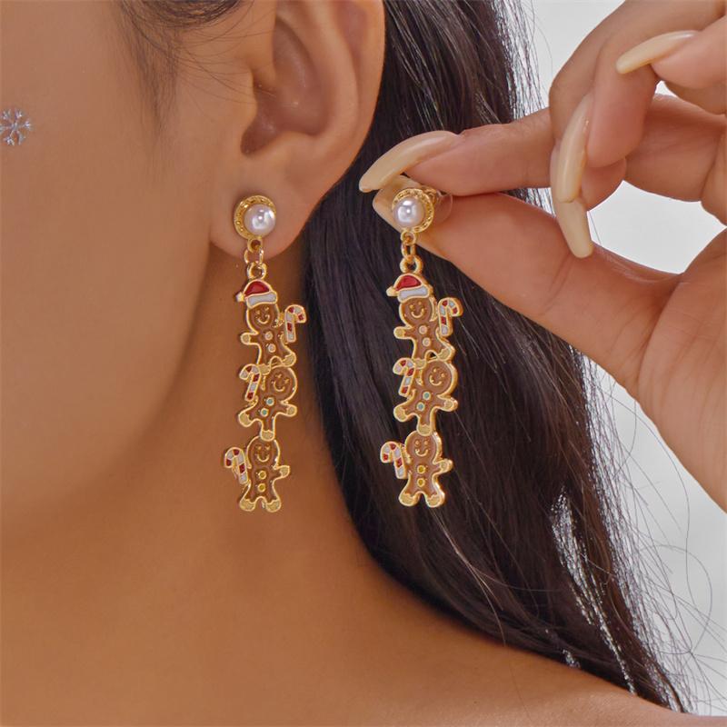 Light Luxury Full Rhinestone Snowman Dangle Earrings for Women Creative Snowflake Santa Claus Earrings Friendship Party Jewelry