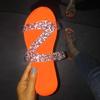 Oversized Flat Bottom Slippers Summer New Open Toe Rhinestone Beach Sandal Slippers for Womens