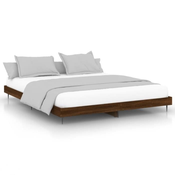 VidaXL Cadre de lit chêne marron 120x200 cm bois d'ingénierie 832260
