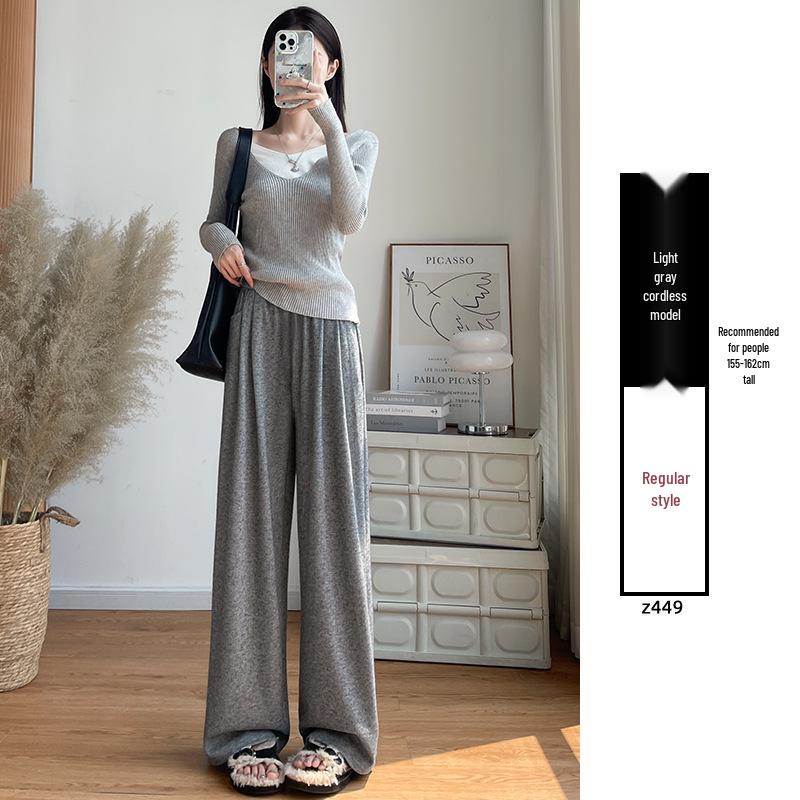 

Ya Yang Ren Women s 2025 Autumn Loose Fit Straight-Leg Wide Pants XL (For 125-140 lbs) светло-серый