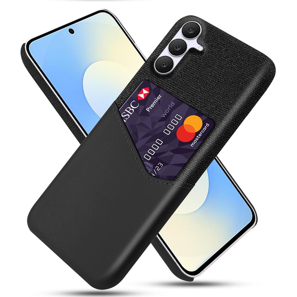 For Samsung Galaxy S25 FE Case PU Leather Cloth Texture Hard PC Phone Cover with Card Holder