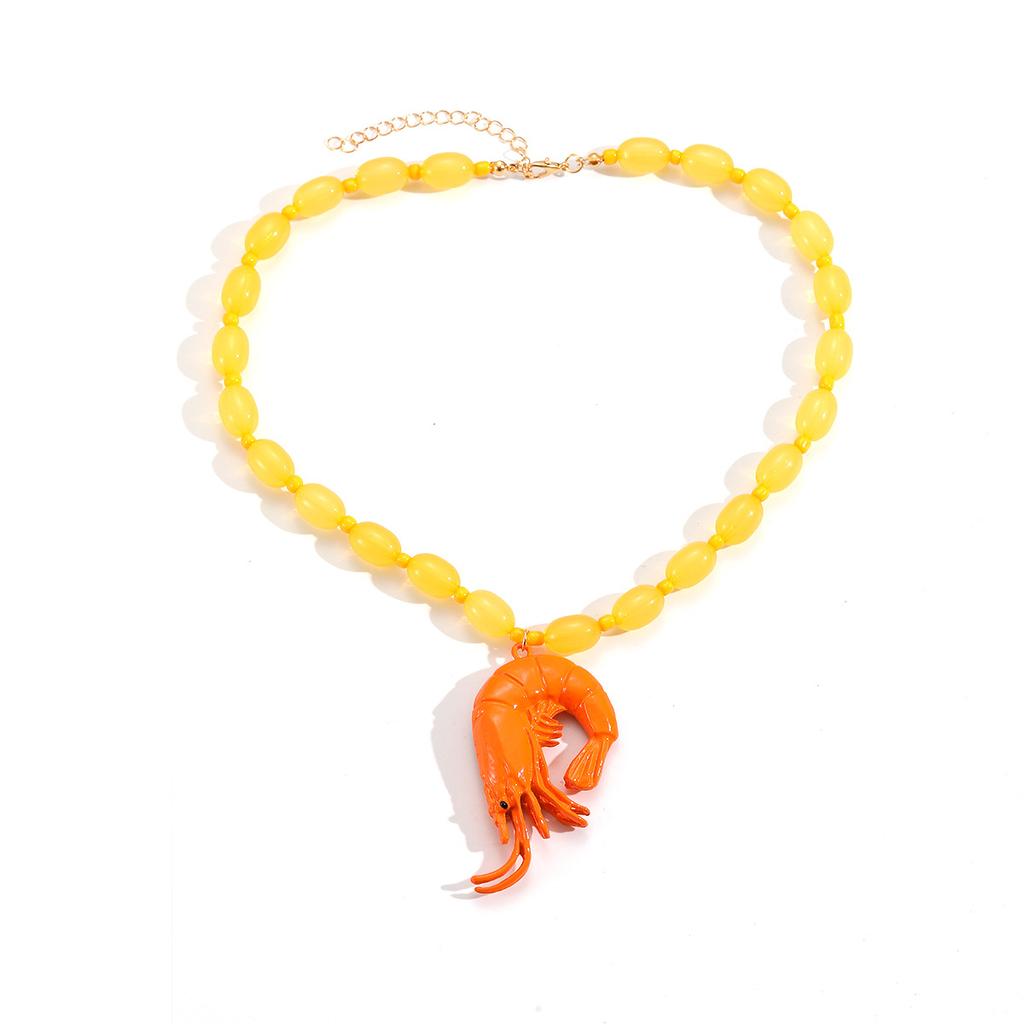 Exaggerated summer natural ocean vacation style lobster pendant necklace fashionable multi-color women's collarbone chain