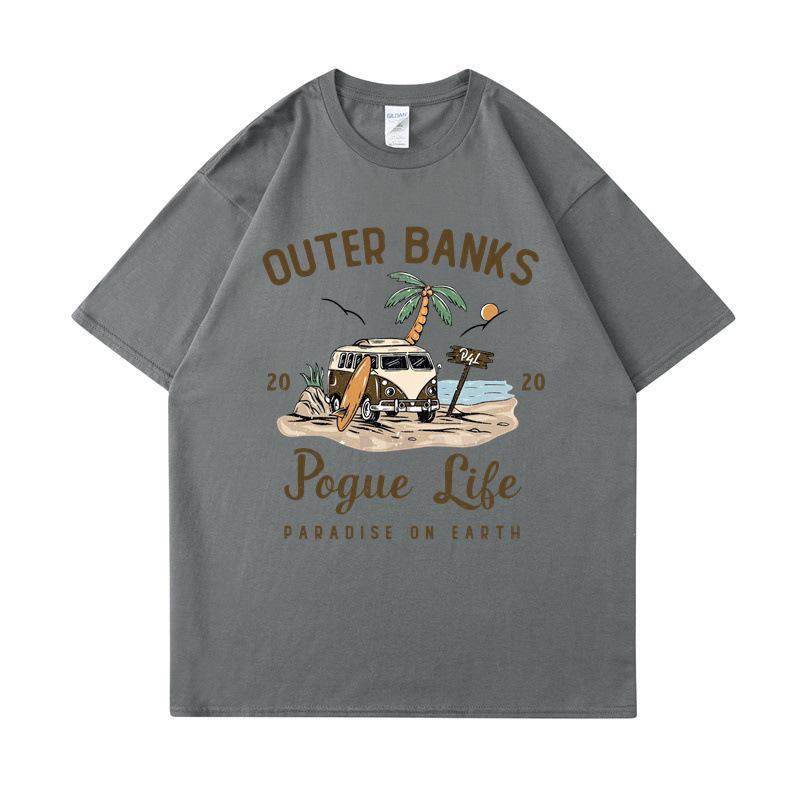 Fashion Printing Shirt Outer Banks T Shirt Pogue Life John B Paradise On Earth North Carolina Pouge Graphic Cotton Tops