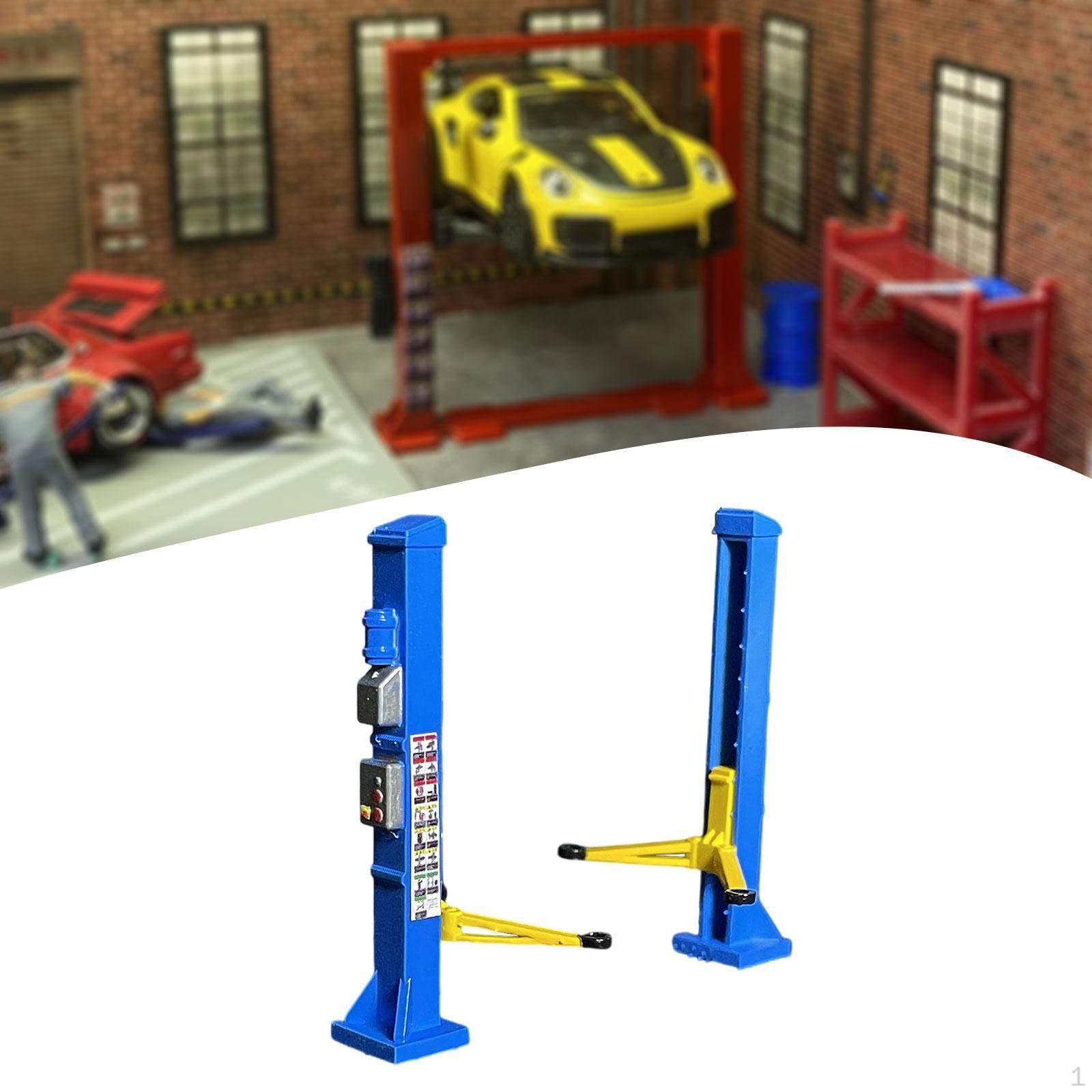 1:64 Scale Car Lift Model 1/64 Lifter Desktop Ornament Simulation Collectible DIY Scene синий