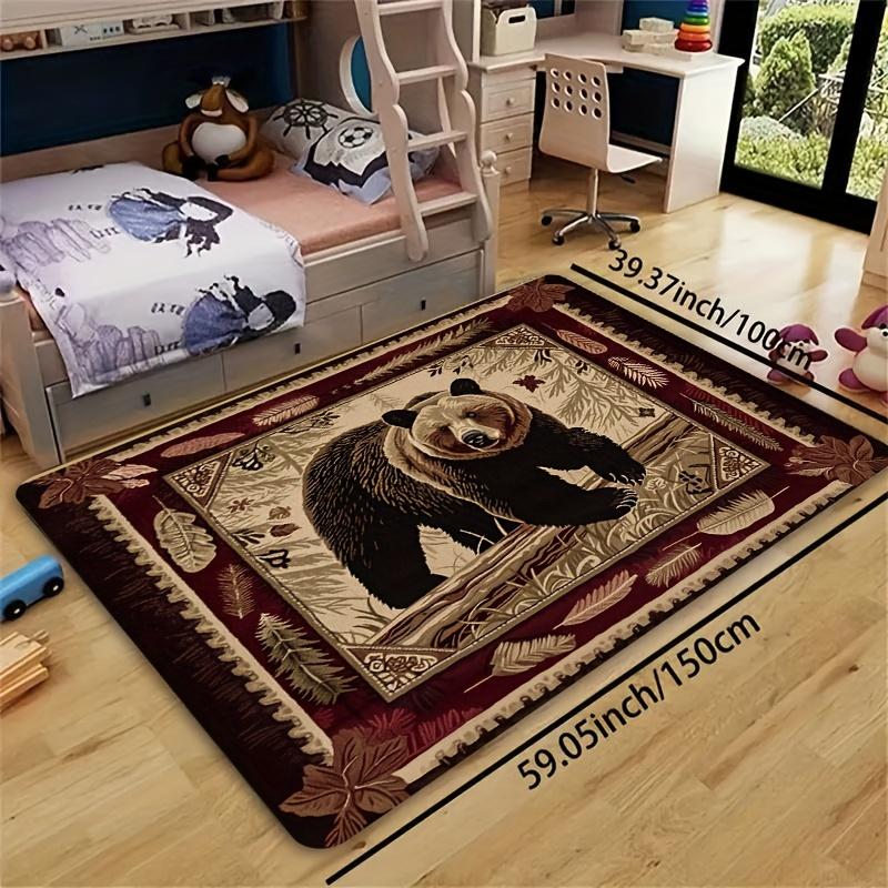 Vintage Brown Bear Area Rug - Ultra Soft Non-Slip Indoor/Outdoor Mat for Living Room & Bedroom Decor