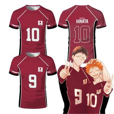 Haikyuu Fukurodani Red Cartoon Uniform T-shirt Anime Cosplay Costume Men Tshirt Karasuno High School Boys Volleyball Jersey Tops