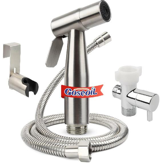 Handheld Toilet Bidet Sprayer for Toilet-Adjustable Water Pressure Control with Bidet Hose for Feminine Wash Set, Stainless Steel Brushed Nickel