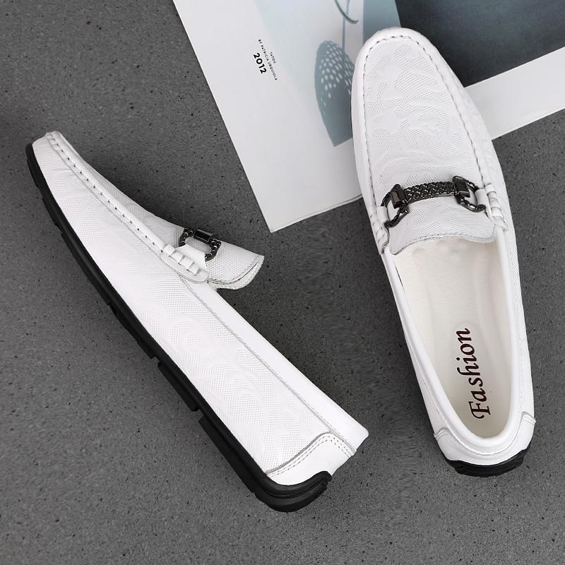 

2024 Мужская обувь ручной работы из натуральной кожи, роскошные брендовые итальянские повседневные мужские мокасины, дышащие туфли для вождения, мокасины без застежек в стиле ретро 45 белый