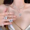 Pearl Butterfly Tassel Necklace: Ice Crystal Gradient Color, High-Grade Clavicle Chain for a Sweet, Cool Summer Style.