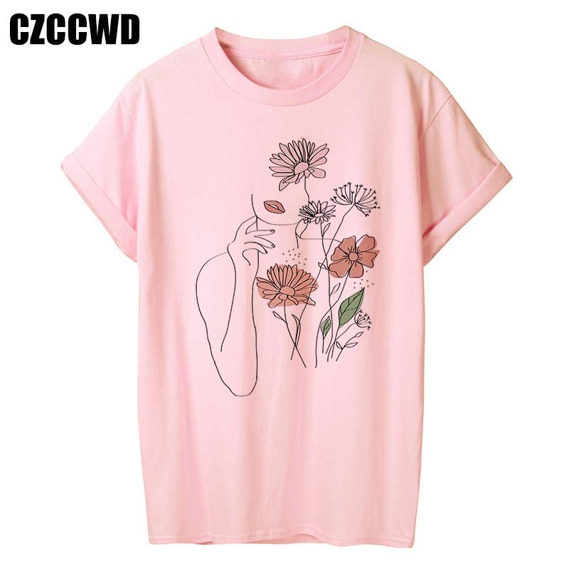 Flowers Face Abstract Simple Women Tshirt High Elasticity Casual Funny T Shirt Gift For Lady Yong Girl Top Tee Drop Ship Tshirt