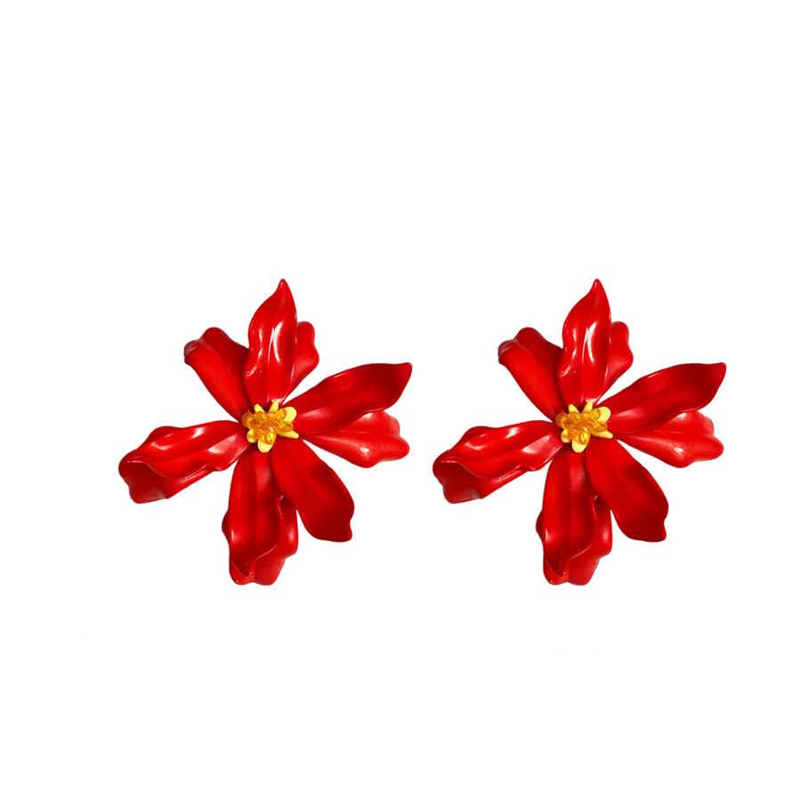 Silver Needle Acrylic Flower Rice Bead Earrings Exaggerated Personality Earrings Women's Holiday Style Temperament Earrings Design Sense Niche