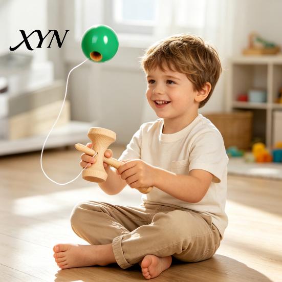 Educational Sports Equipment Solid Wood Kendama Ball Catch Toy, Professional Balance Durable Grip Classic Skill Kids Wooden Toy Game, Hand Eye