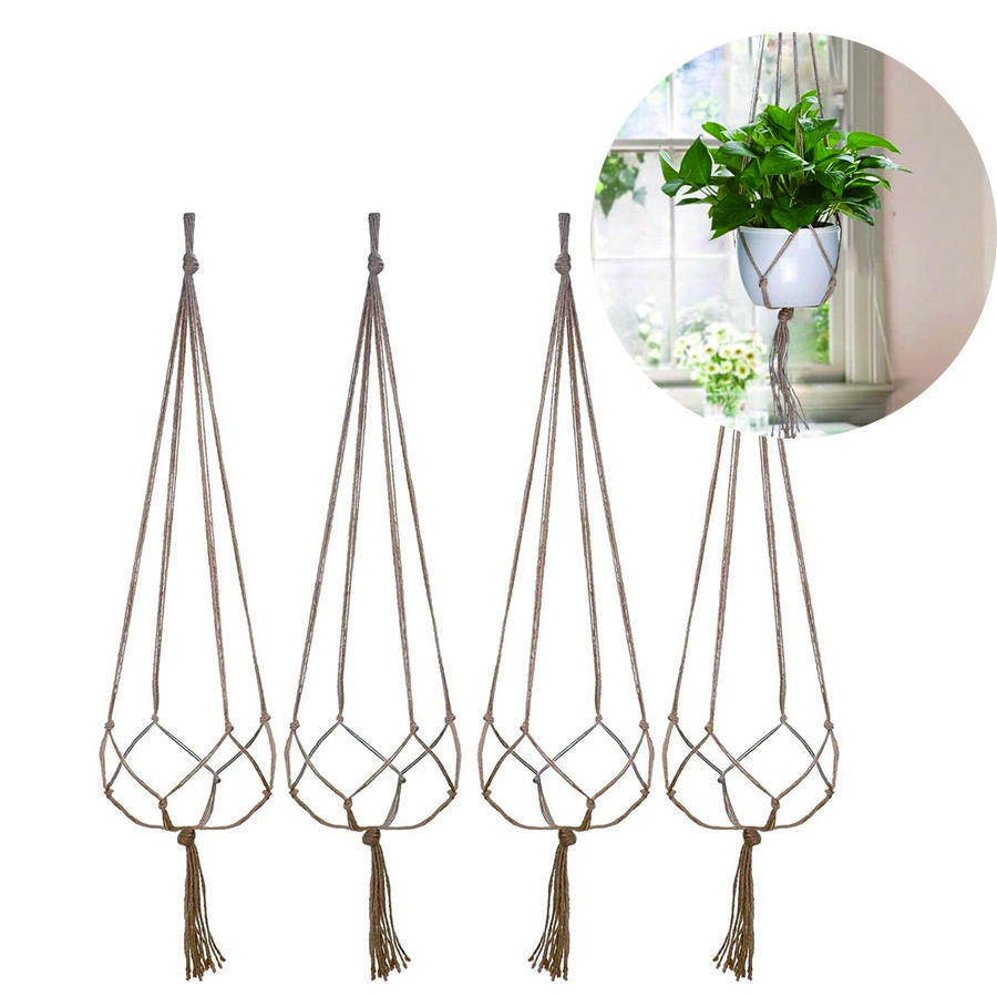4pcs Practical Convenient Garden Plant Pot Hanging Net Bag With Breathable Root Protection For Plant Hanging Pots Balcony And Co