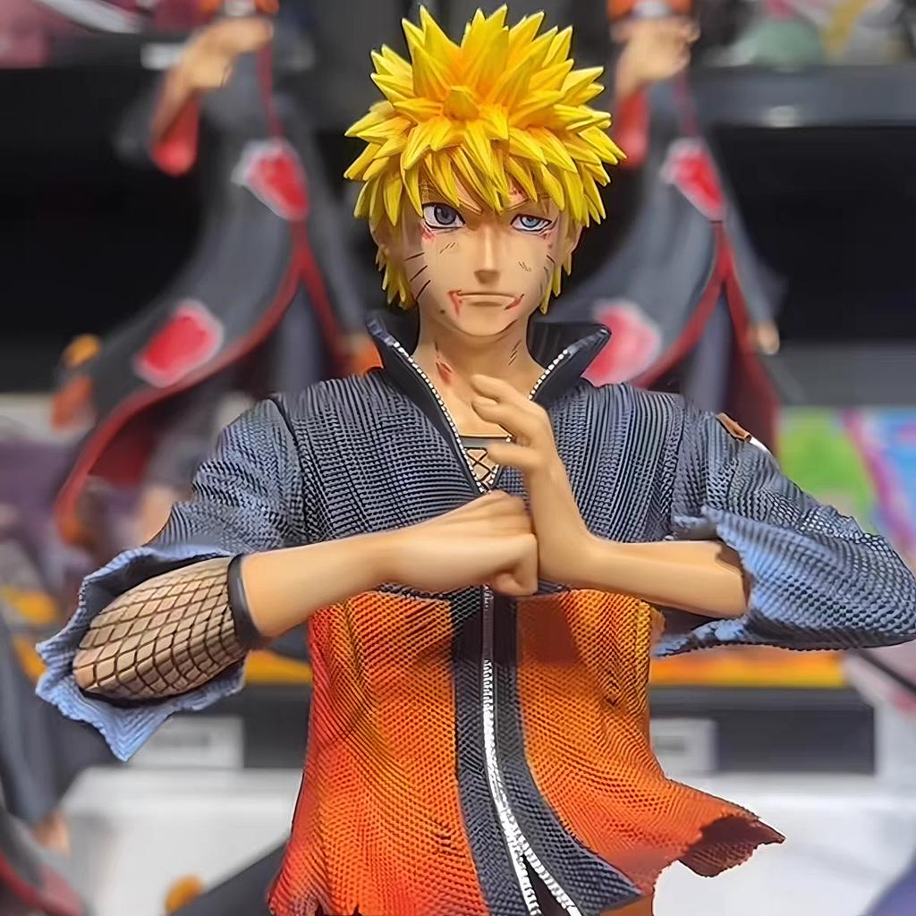 Uzumaki Naruto Action Figure Naruto Shippuden Interchangeable Head PVC Collectible Model 33cm/12.99 Inch Anime Gift for Fans