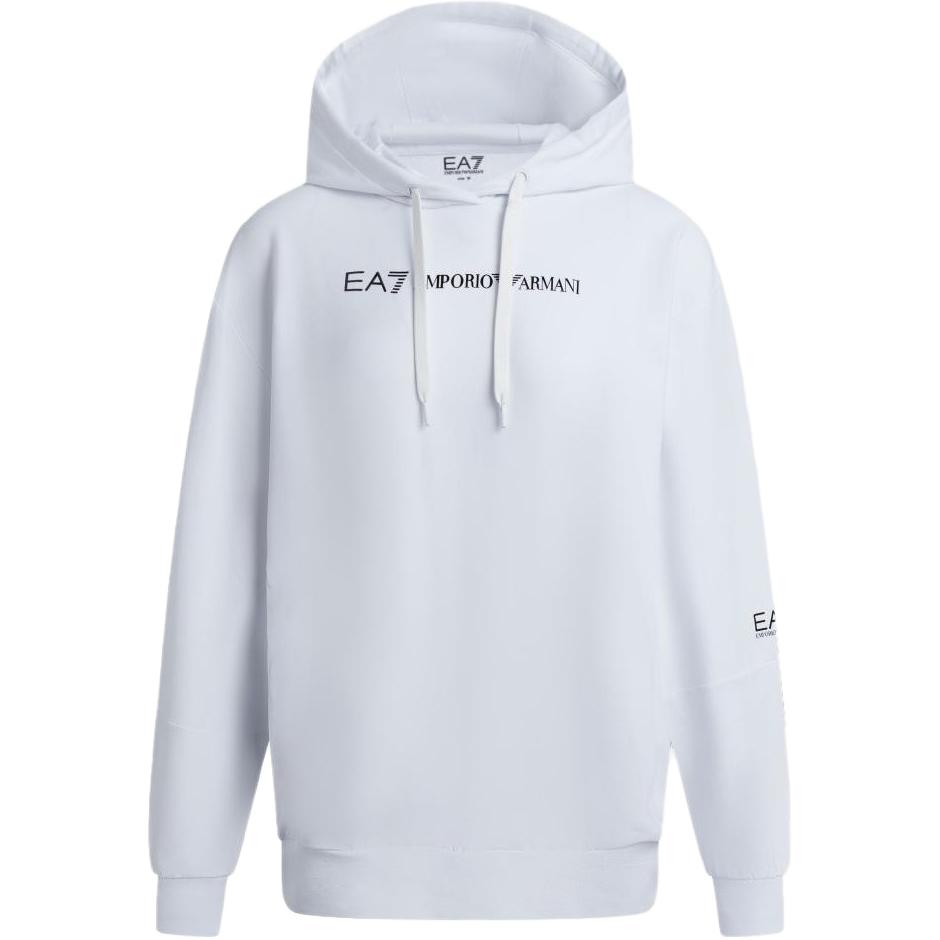 Emporio Armani EA7 FW23 Logo Letter And Number Printed Hooded Sweatshirt Women sweatshirt White 6RTM07-TJCQZ-0102 M