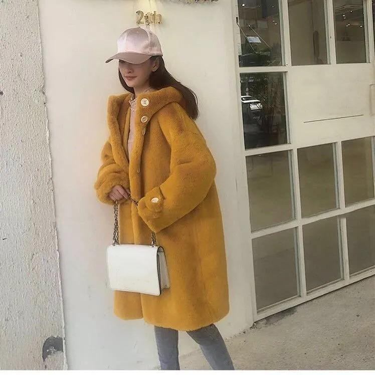 

Женское зимнее пальто средней длины с капюшоном, утолщенное, однотонное, мягкое, удобное, теплое 2XL