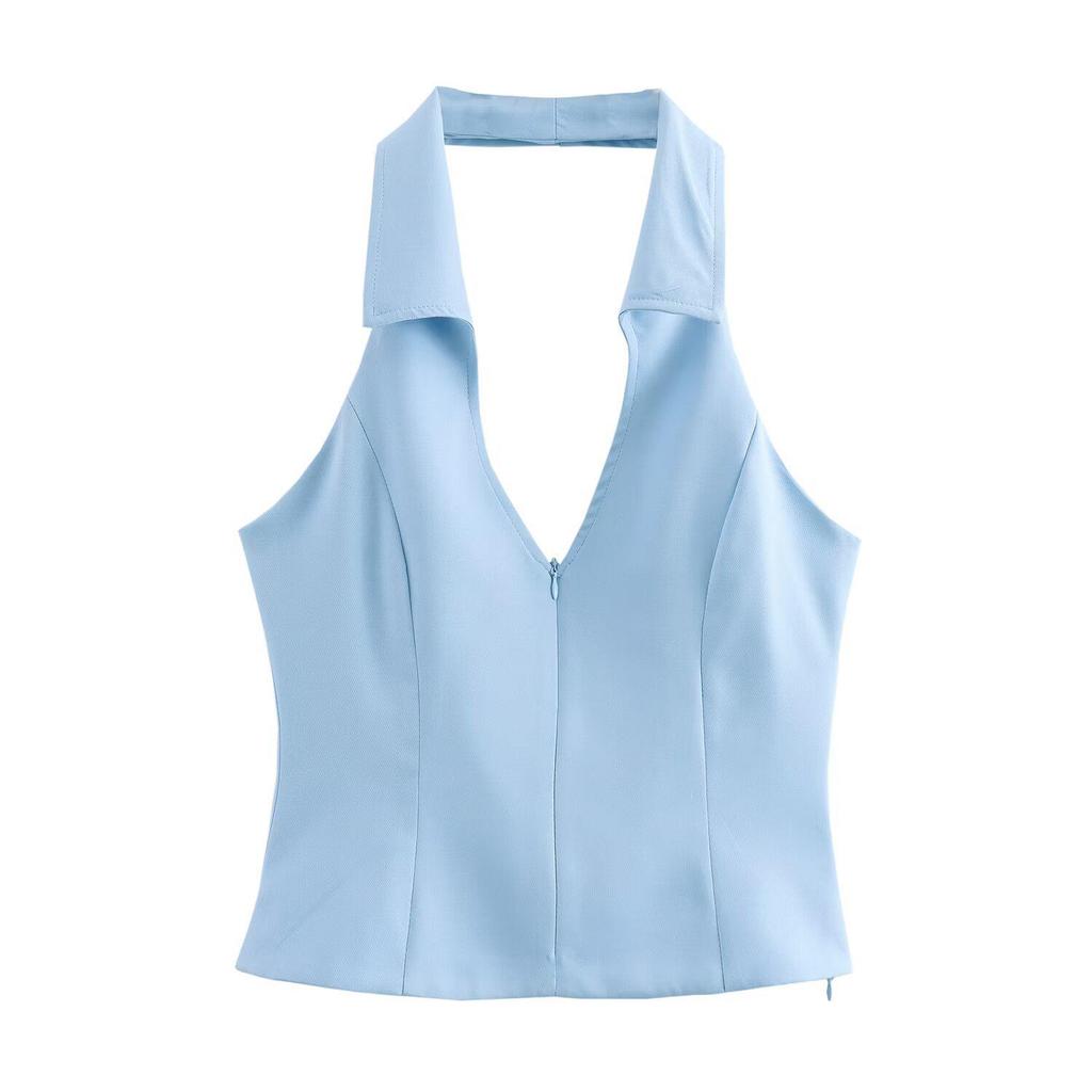 2025 Spring Women's European and American Halter Neck Shirt Dress Pants