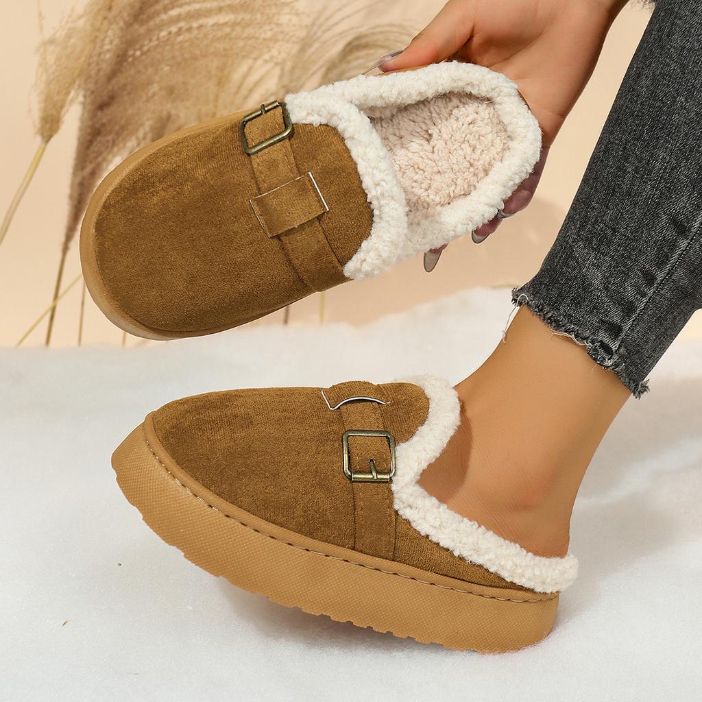 Fashion Women Slippers 2025 Comfortable Solid Shoes Women Indoor Outdoor Slippers Winter Thickened Fluff Snow Boots Cotton Slides Women