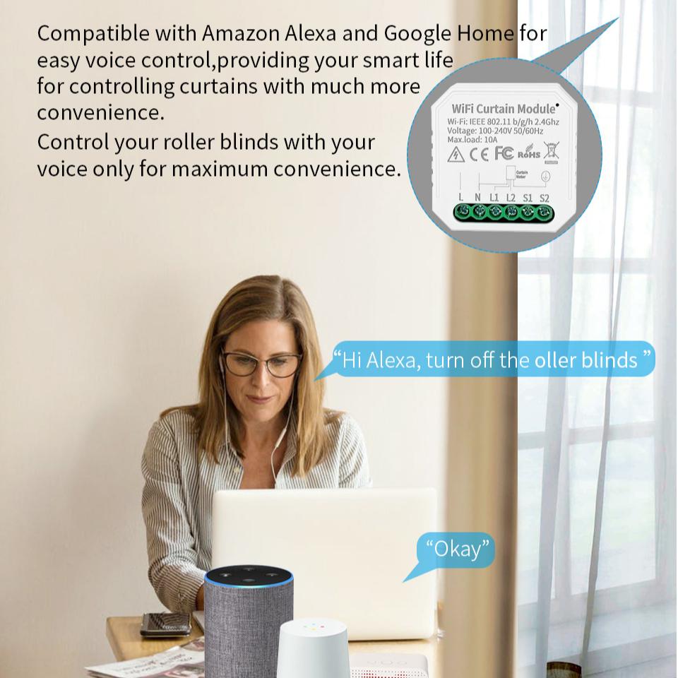 Inteligentní ovladač záclon Graffiti WiFi Dvoucestný ovladač Mini Curtain Modification Mobilní dálkové hlasové ovládání