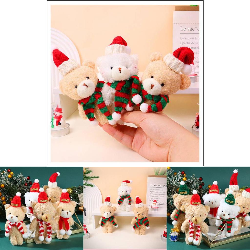 Adorable Plush Christmas Bear Pendant With Colorful Scarves And Hats Perfect For Holiday Decor