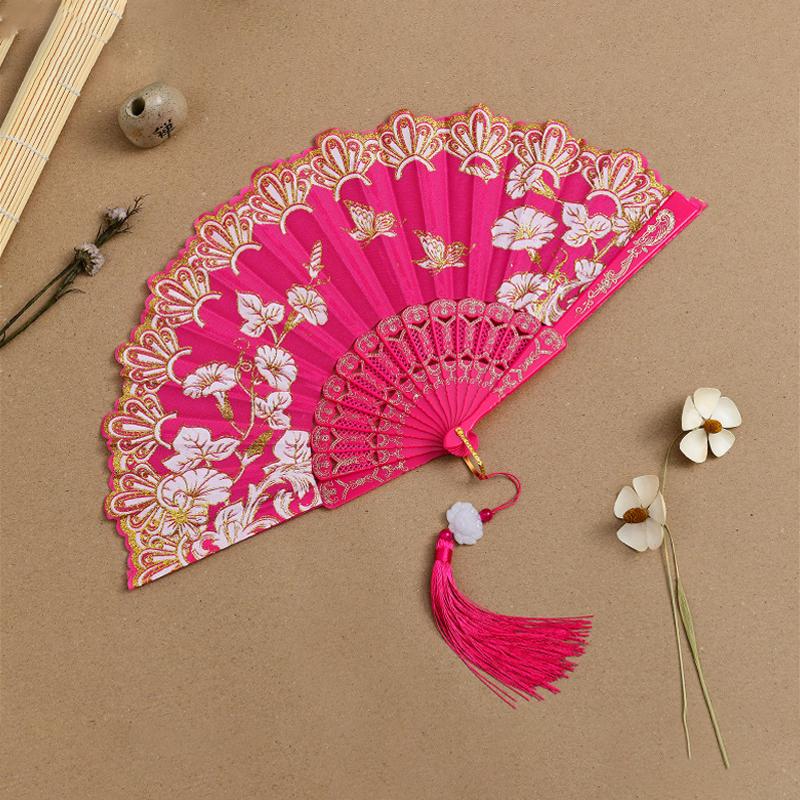 Chinese Style Folding Fan Portable Dance Performance Hand Fan Ancient Cheongsam Photography Props Classical Gift for Ladies