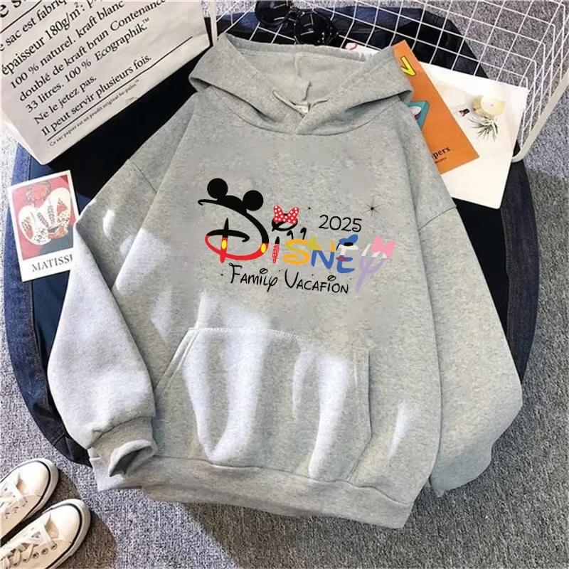 Ladies' Disney Vacation Family Sweatshirt 2025 Hooded Print Fashionable Travel Sweatshirt Autumn Pullover Casual Sweatshirt