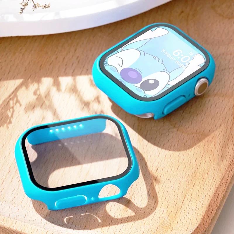 Tempered Glass+cover For Apple Watch Case Accessories 45mm 41mm 44mm 40mm Screen Protector Apple watch series 9 8 7 6 SE 5 4