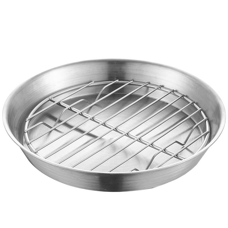 ZISIZ Piatto Rotondo in Acciaio Inossidabile da 20 cm per Grigliata BBQ con 3 Scomparti