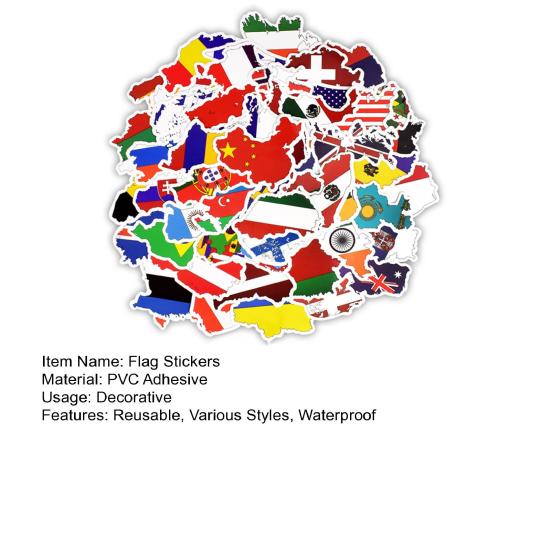 50 st Nationalflaggor Klistermärken Olika Söta Dekaler Vattentäta PVC Självhäftande Dekoration Självhäftande Tecknade Klistermärken Motorcykel Telefon