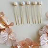 Headpiece in dusty pink with flowers and pearl pins. Hair accessory for coming-of-age ceremonies, graduation ceremonies, weddings, and other