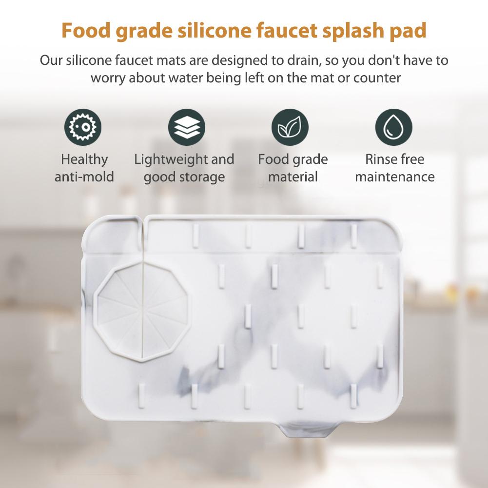 Double-sided Absorbent Sink Mat Silicone Sink Splash Guard Drain Pad Faucet Water Catcher Mat Kitchen Sink Accessories
